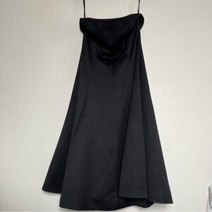 J Crew Black Strapless 100% Virgin Wool Midi Dress Weighted Hem